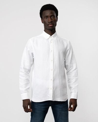 Ted Baker Ognon Long Sleeve Cotton Lyocell Script Shirt - White