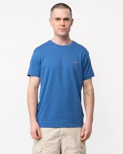 GANT Slim Fit Short Sleeve Shield Logo - Blue