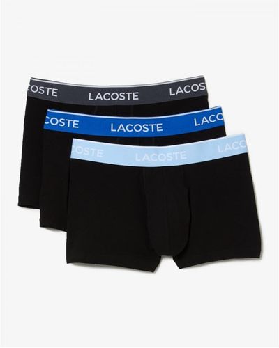 Lacoste 3 Pack Contrast Casual Trunks - Black
