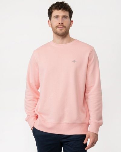GANT Regular Fit Shield Logo Crew Neck Sweatshirt - Pink