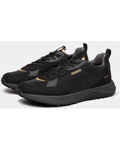 HUGO Kane Runn Mixed-material Sneakers With Eva Rubber Outsole - Black