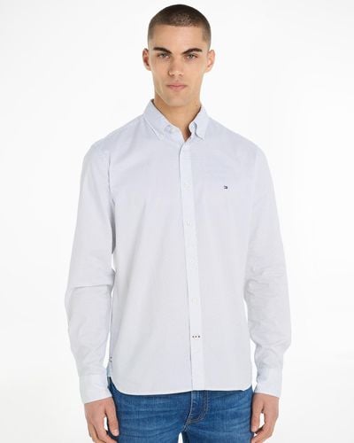 Tommy Hilfiger Flex Mini Print Long Sleeve Slim Shirt - White