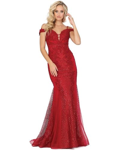 Red Lace Uniqe Design Open Back Elegant Formal Mermaid Long Prom Dress   SposaBridal