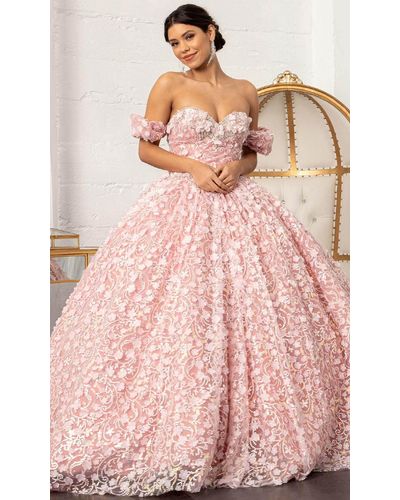 Elizabeth K Gl3019 Off-shoulder Sweetheart Neck Ball Gown - Pink