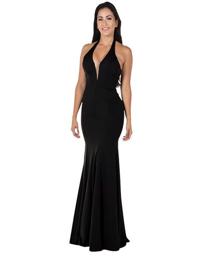 Trendy Deep V-Neck Halter Mermaid Evening Gowns JTE430