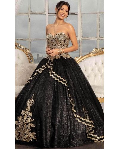 Elizabeth K Gl3022 Strapless Sweetheart Wedding Dress - Black