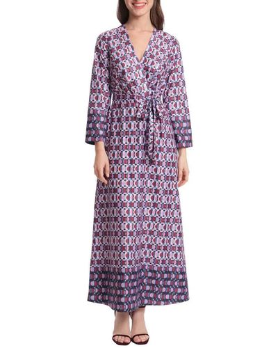 Donna Morgan D7907m Long Sleeve Satin Evening Dress - Purple