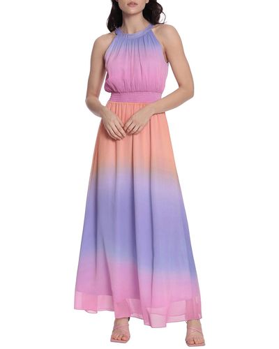 Donna Morgan D8099m Halter Neck Ombre Dress - Purple