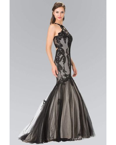 Suzanne Halter Neck mermaid Maxi Dress - Navy