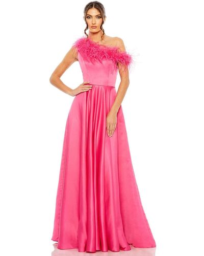 Mac Duggal 11684 Feather Asymmetrical Prom Gown - Pink
