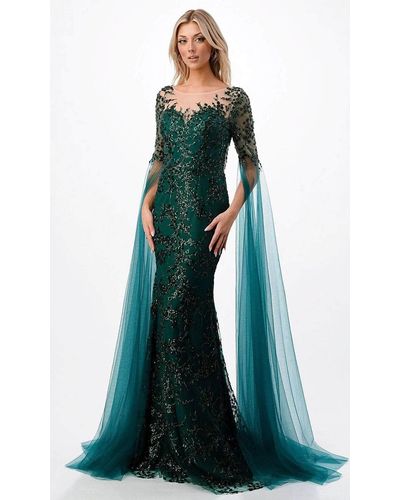 Fitted Cape Sleeve Gown | escapeauthority.com