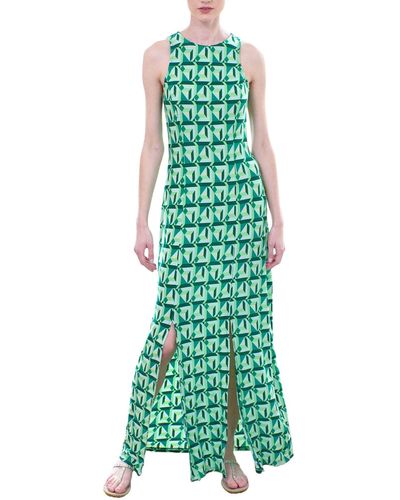 Donna Morgan Dt040m Sleeveless Print Long Dress - Green