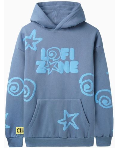 LO-FI All Over Shapes Hoodie Denim Blue