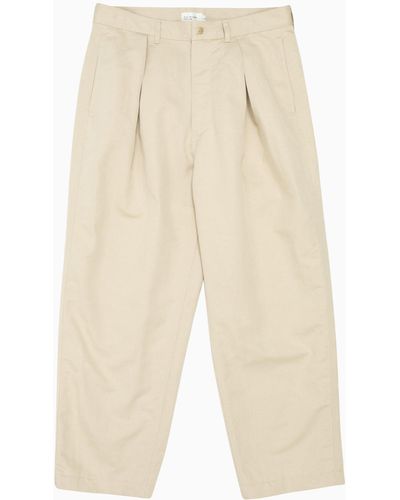 Still By Hand Inverted Box Pleat Pants Light Beige - White
