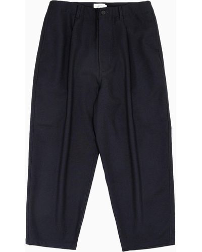 Still By Hand Wide Wool Pants Navy - Blue