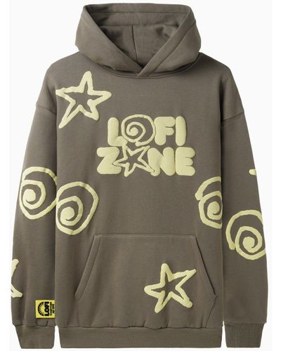 LO-FI All Over Shapes Hoodie Washed Brown - Green