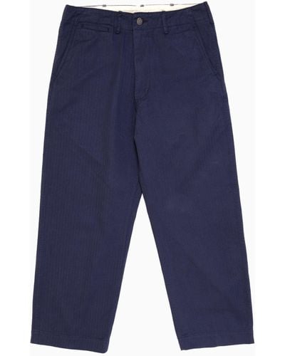 Beams Plus Mil Herringbone Trousers Navy - Blue