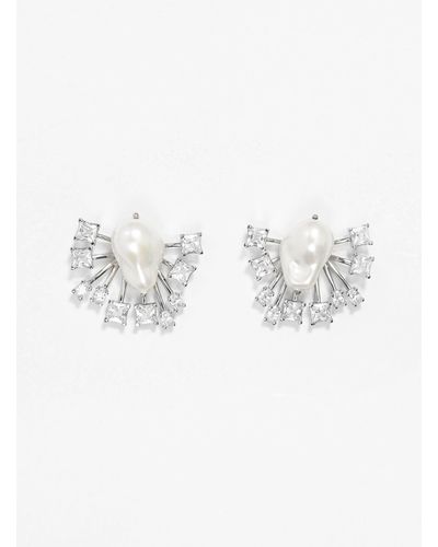 Shrimps Eira Earrings Silver - White