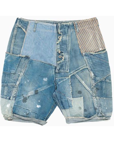 Kapital Patchwork Denim Shorts - Blue