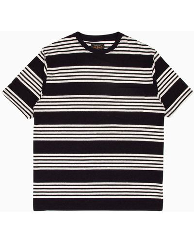 Beams Plus Nep Pocket T-shirt Navy & White Stripe - Black