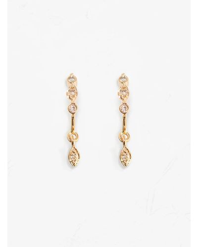 Double Diamonds Yellow Gold Single Stud Earring