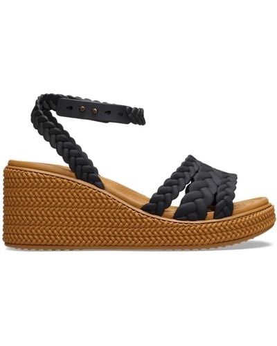 Crocs™ Brooklyn Woven Ankle Strap Wedge - Black