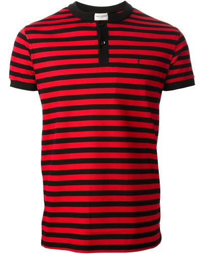 Saint Laurent Striped Polo Shirt - Red
