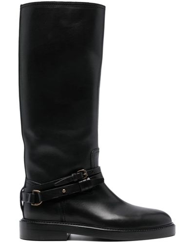 Buttero Knee-high Leather Boots - Black