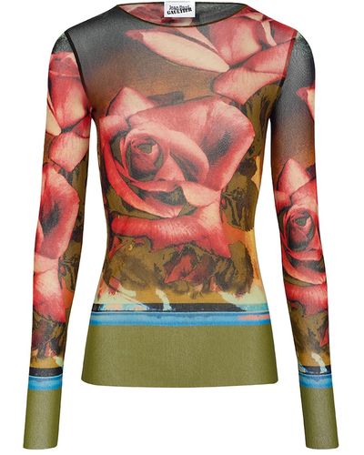 Jean Paul Gaultier The Red Roses Top Multicolour In Polyamide