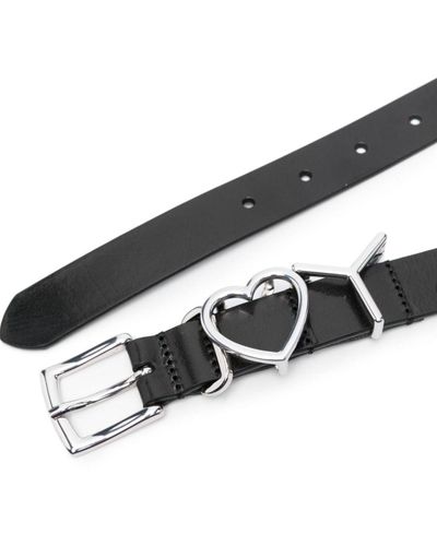 Y. Project Y Heart Belt Black In Leather - Metallic