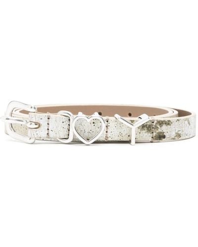 Y. Project Y Heart Belt White In Leather - Natural