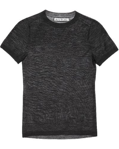 Acne Studios T-shirt effetto sheer nero in lana