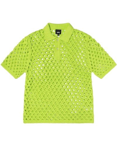 Stussy Big Mesh Jumper Polo Lime In Cotton - Green