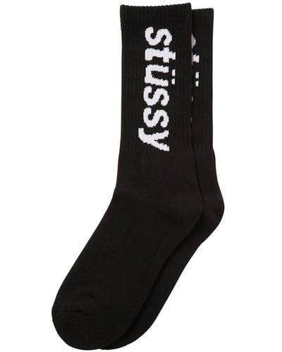 Stussy Helvetica Jacquard Socks Black In Cotton