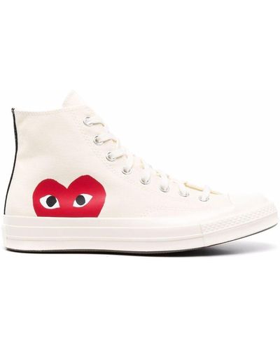 COMME DES GARÇONS PLAY Sneakers play bianche in tessuto - Bianco