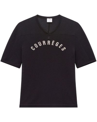Courreges Baseball Printed Mesh T-shirt - Black