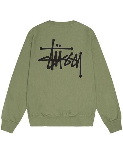 Stussy Basic Pig Dyed Crew Green In Cotton
