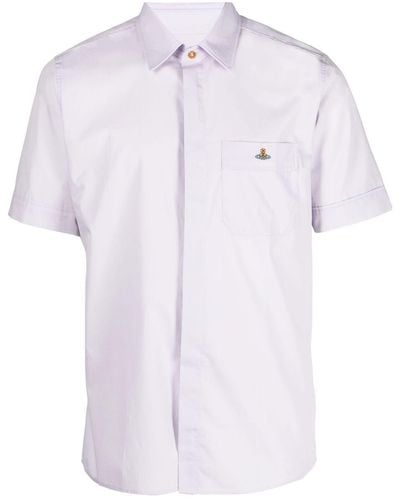 Vivienne Westwood Orb Embroidered-logo Short-sleeve Shirt - Purple