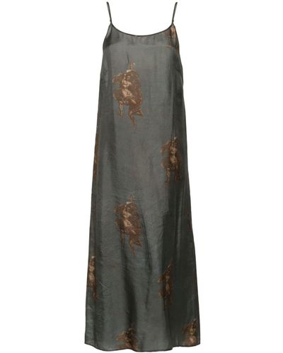 Uma Wang Renaissance-print Midi Dress - Grey