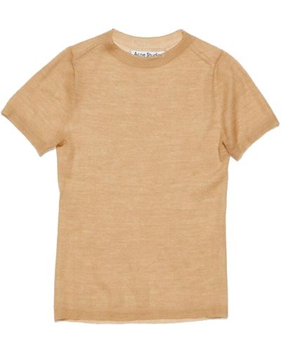 Acne Studios Sheer Knit T-shirt Camel In Wool - Natural