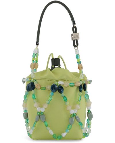 Ganni Borsa party line bucket verde in poliestere