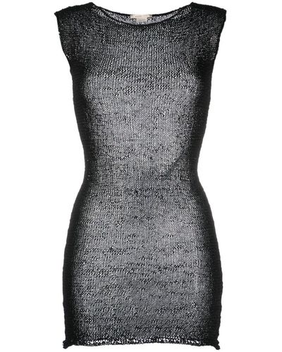Paloma Wool Open-knit Sleeveless Mini Dress - Black