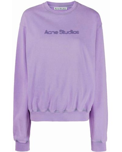 Acne Studios Blurred Logo Sweatshirt Purple In Cotton