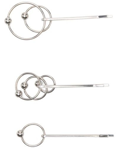 Jean Paul Gaultier Piercing Hair Pins Silver Plated In Brass - White