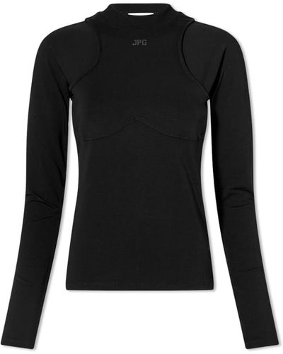 Jean Paul Gaultier Plastic Logo T-shirt Black In Nylon