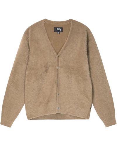 Stussy shaggy Cardigan Beige In Mohair - Natural