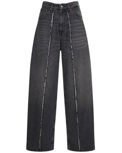 MM6 by Maison Martin Margiela Wide-leg Jeans Black In Denim - Blue