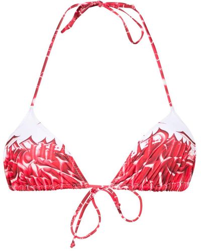 Jean Paul Gaultier Diablo Bikini Top Red In Polyamide