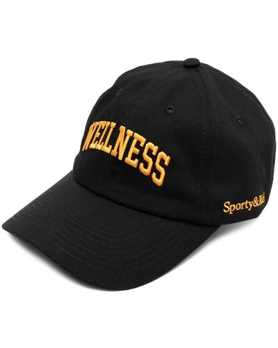 Sporty & Rich Wellness Embroidery Baseball Cap - Black