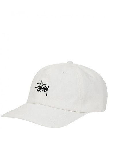 Stussy Cappello basic stock natural in cotone - Bianco